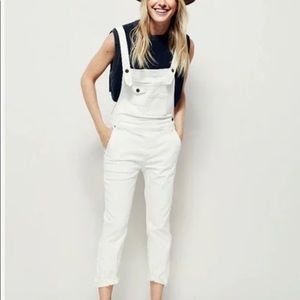 Free People White Denim Overalls